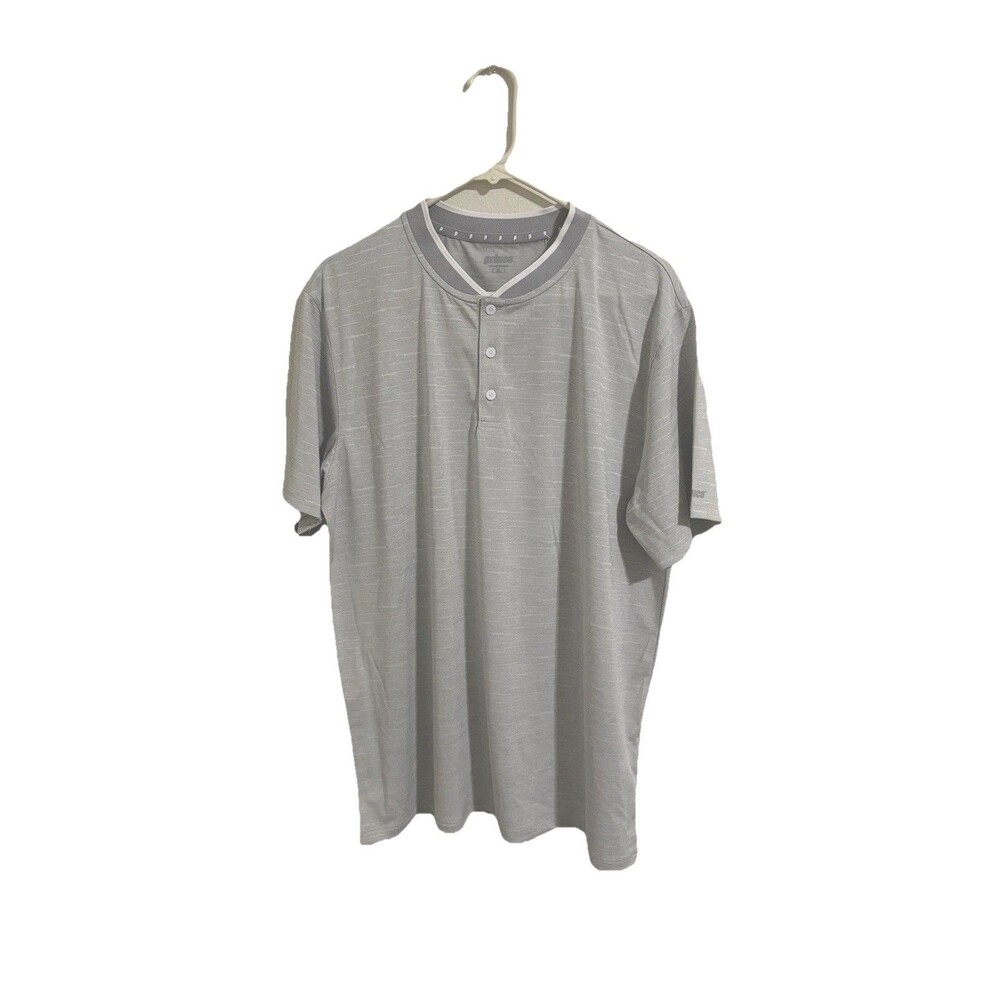 Prince Men’s Slub Tapered Collar Polo, Light Heather Gray, Size XL